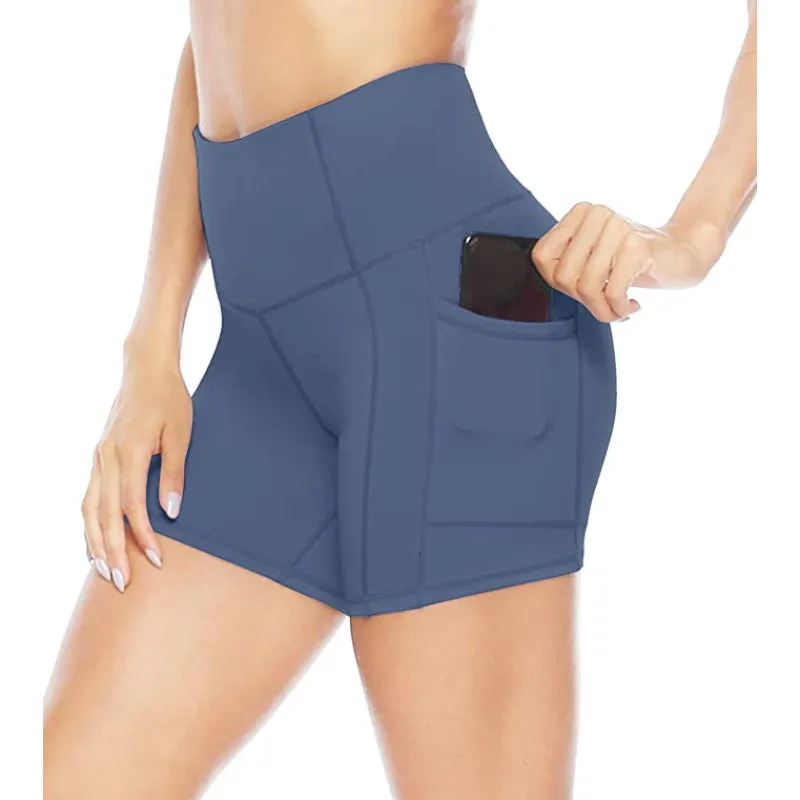 High Waist Side & Inner Pockets Athletic Shorts