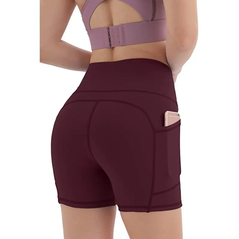 High Waist Side & Inner Pockets Athletic Shorts