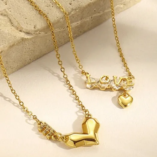 Letter LOVE Gold CZ Pendant