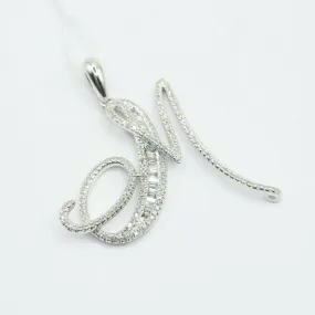 Letter M Diamond Pendant 14K