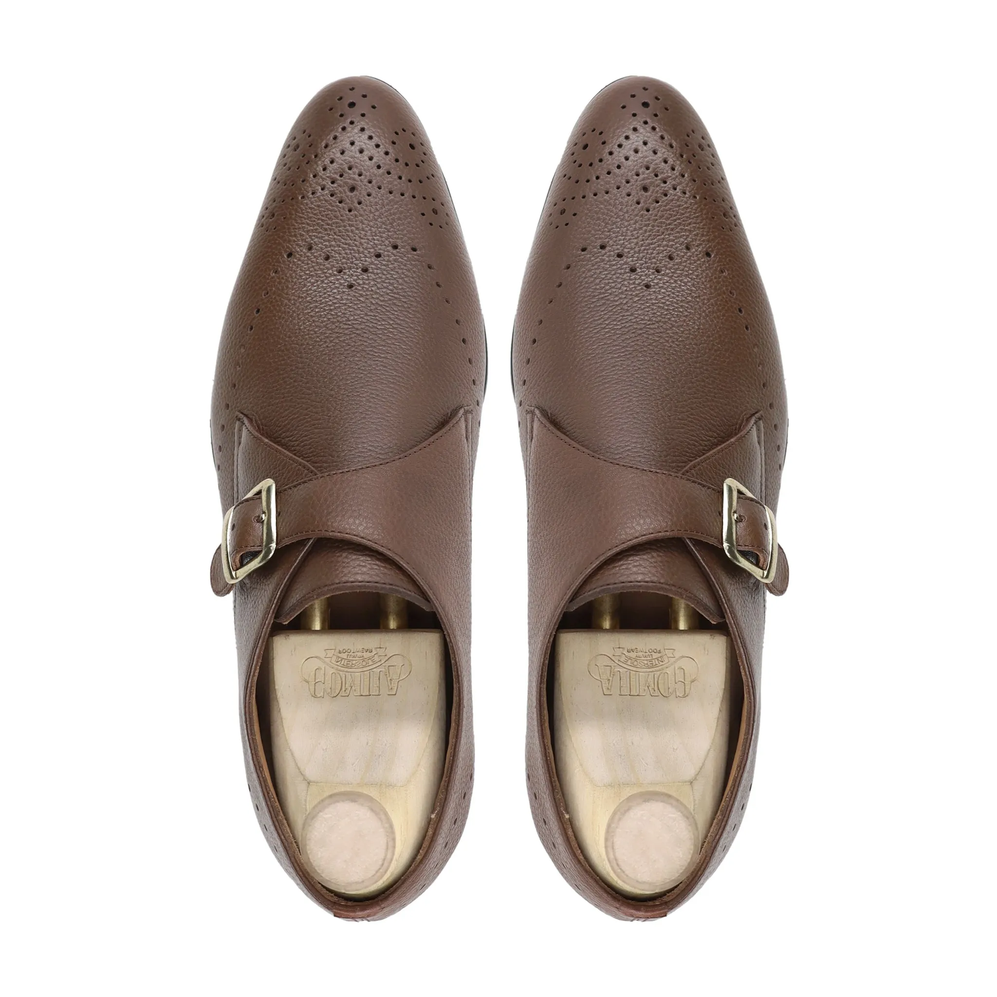 Ludza - Men's Brown Pebble Grain Single Monkstrap