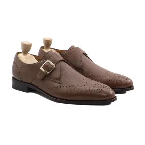 Ludza - Men's Brown Pebble Grain Single Monkstrap