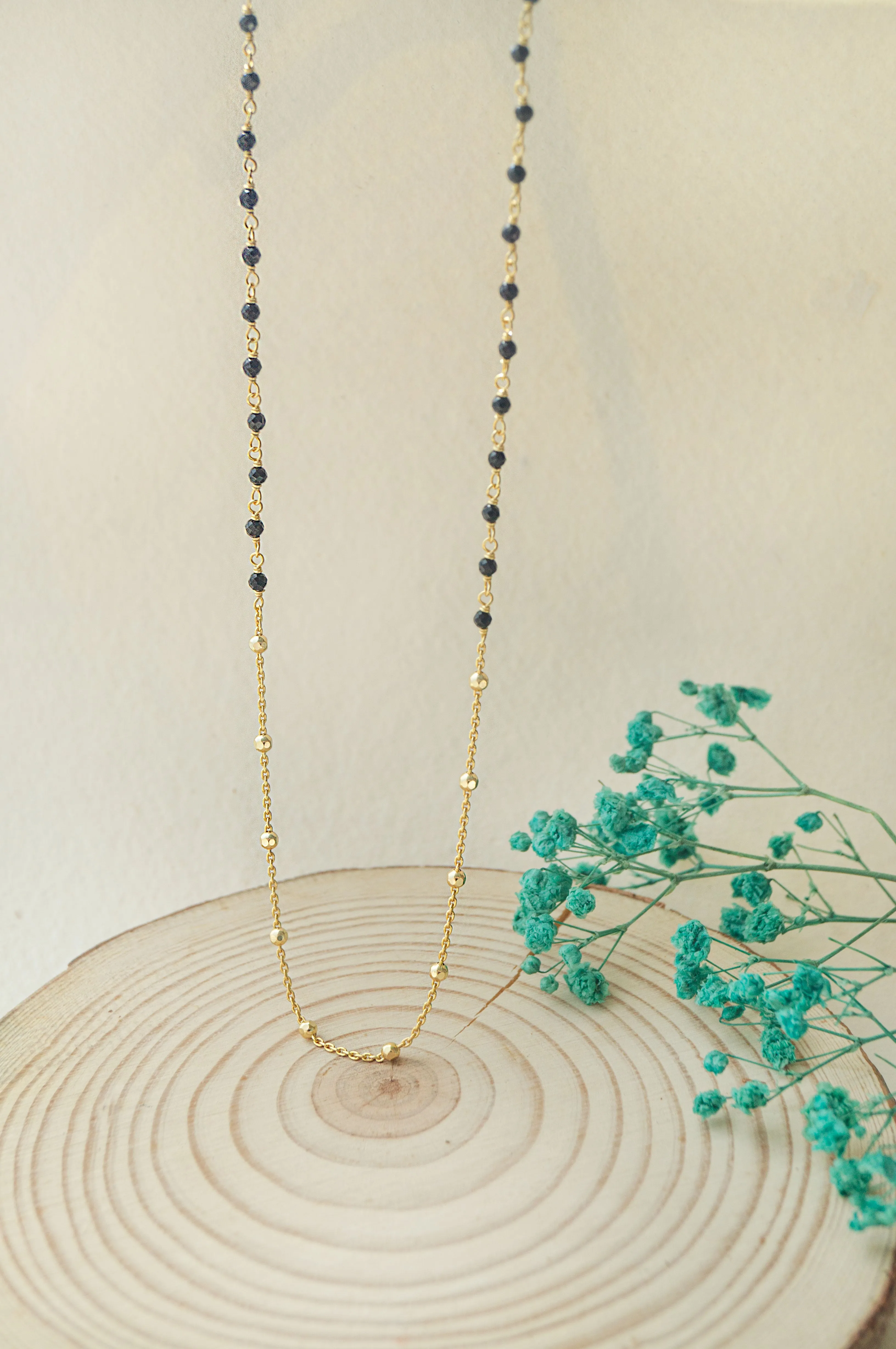 Minimal Beaded Station Gold Plated Sterling Silver Mangalsutra Necklace