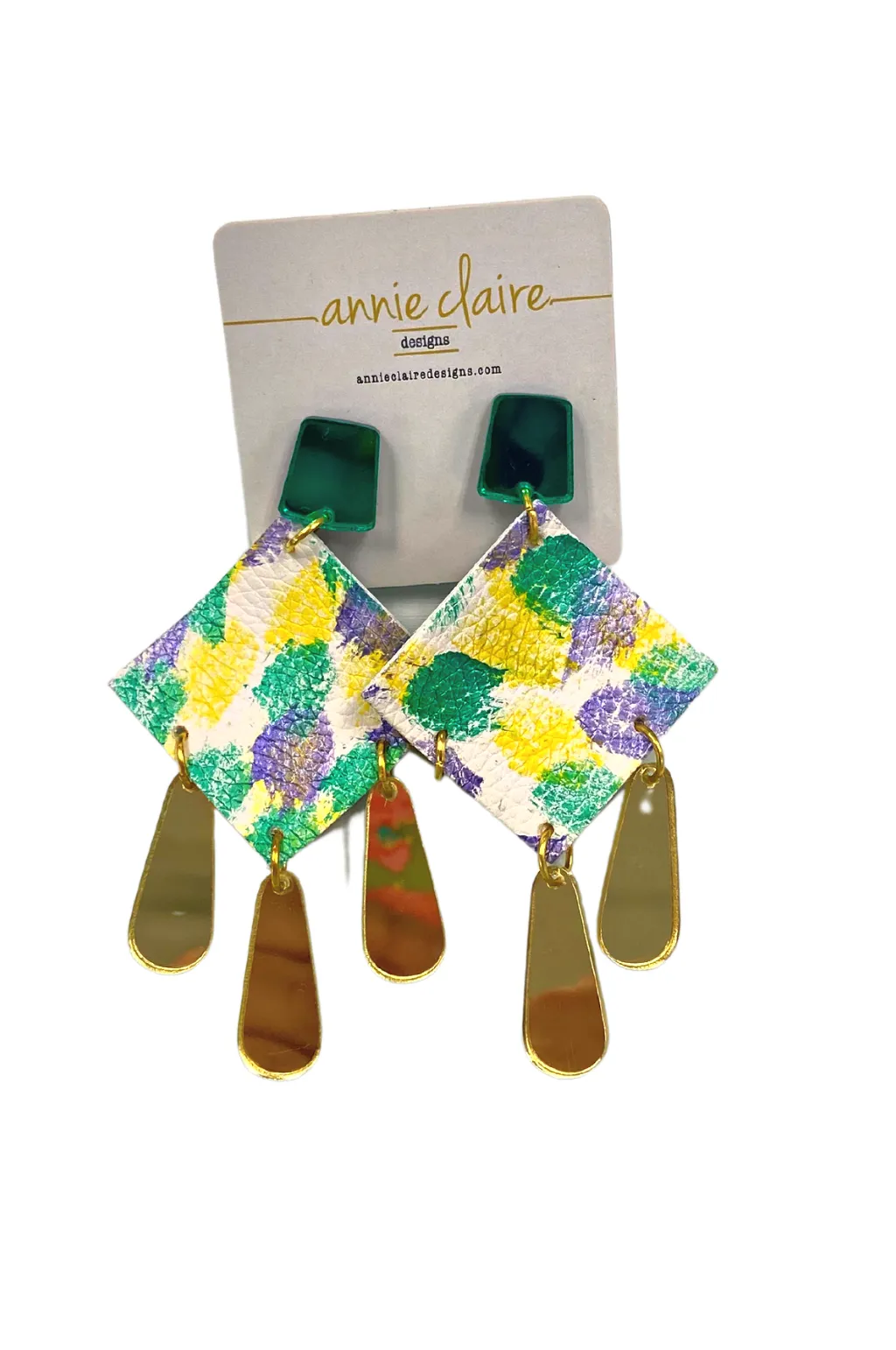 Mirrored Mardi Leather Earrings by Annie Claire Designs