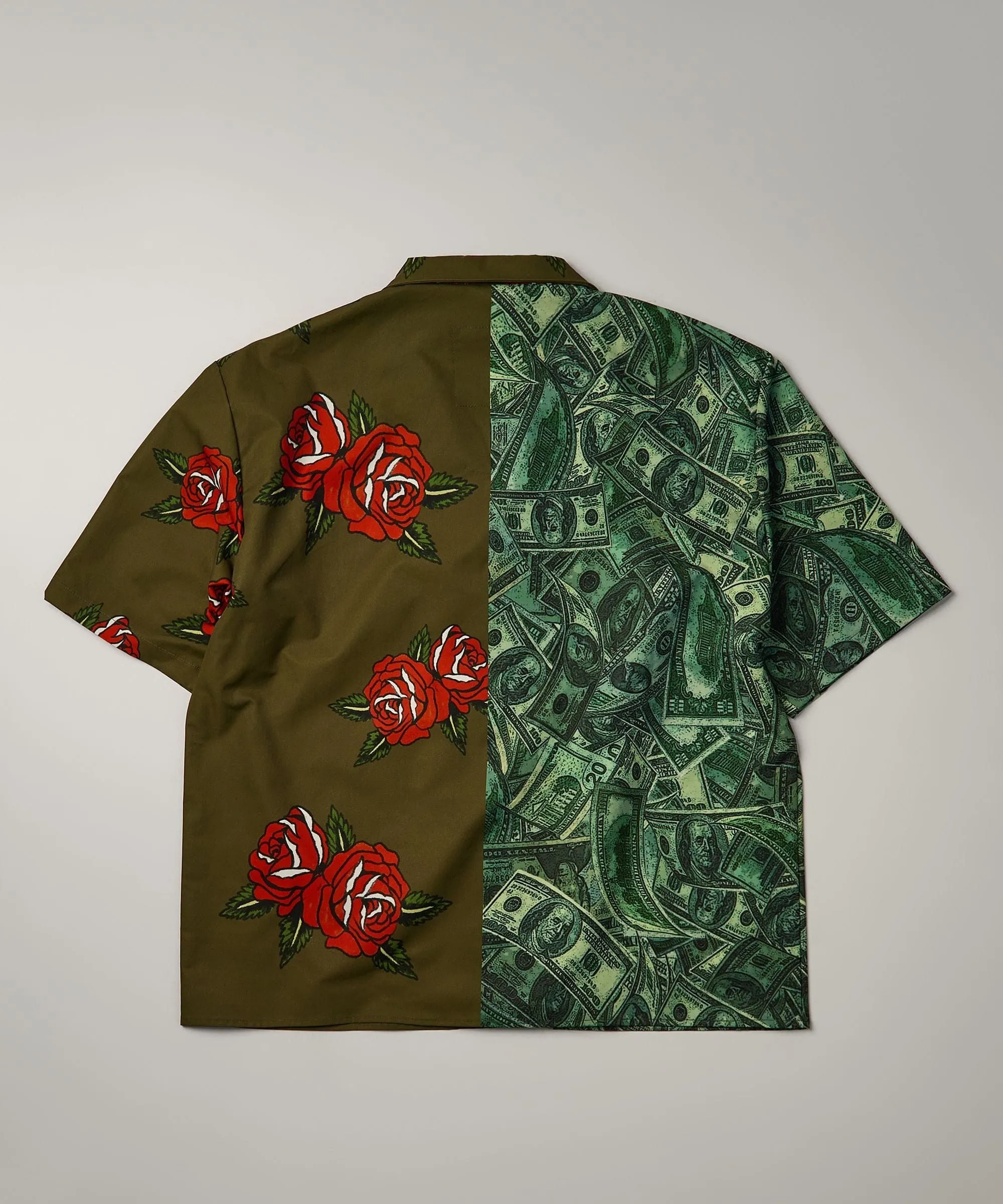 Money And Roses Split Woven Shirt