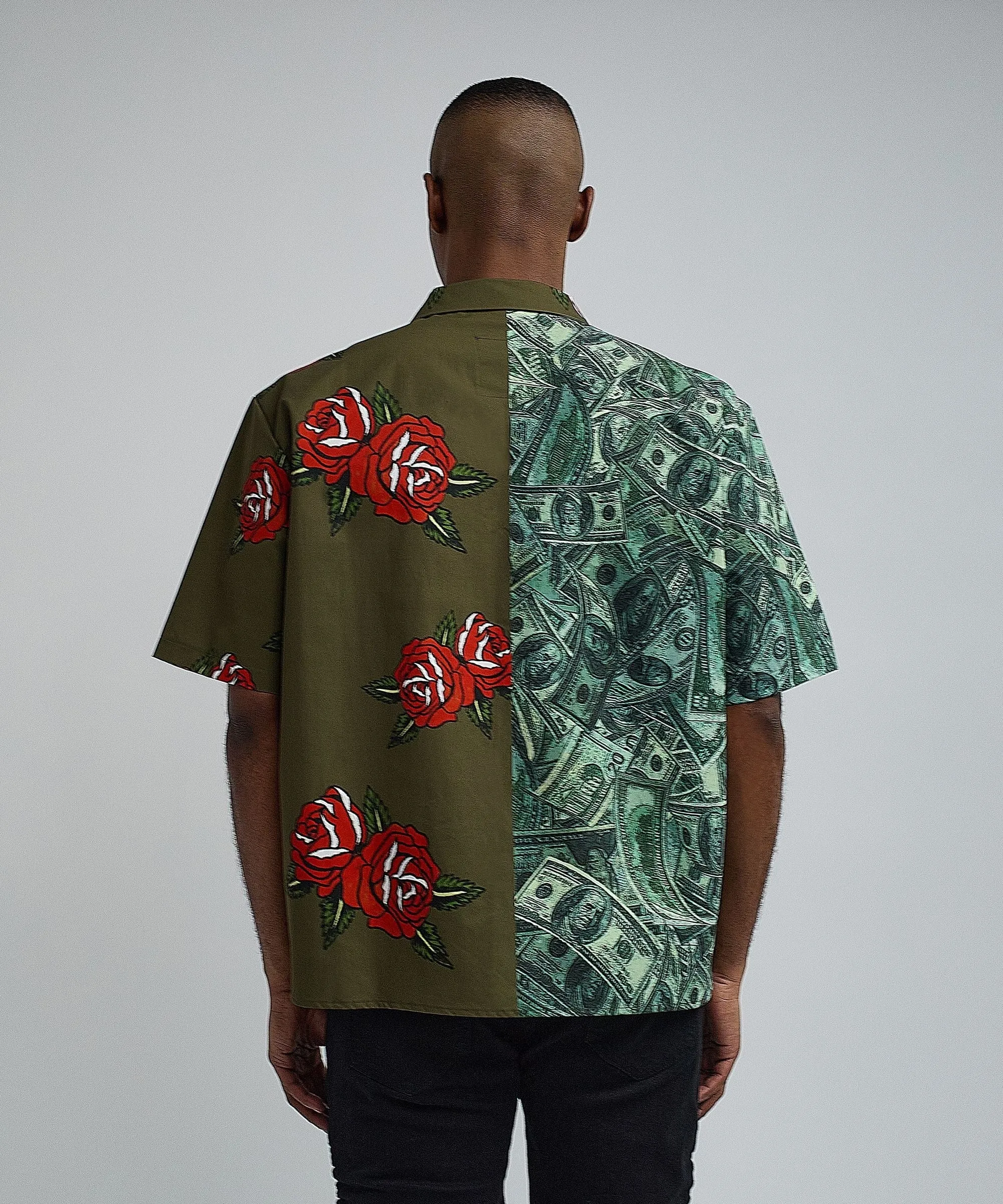 Money And Roses Split Woven Shirt