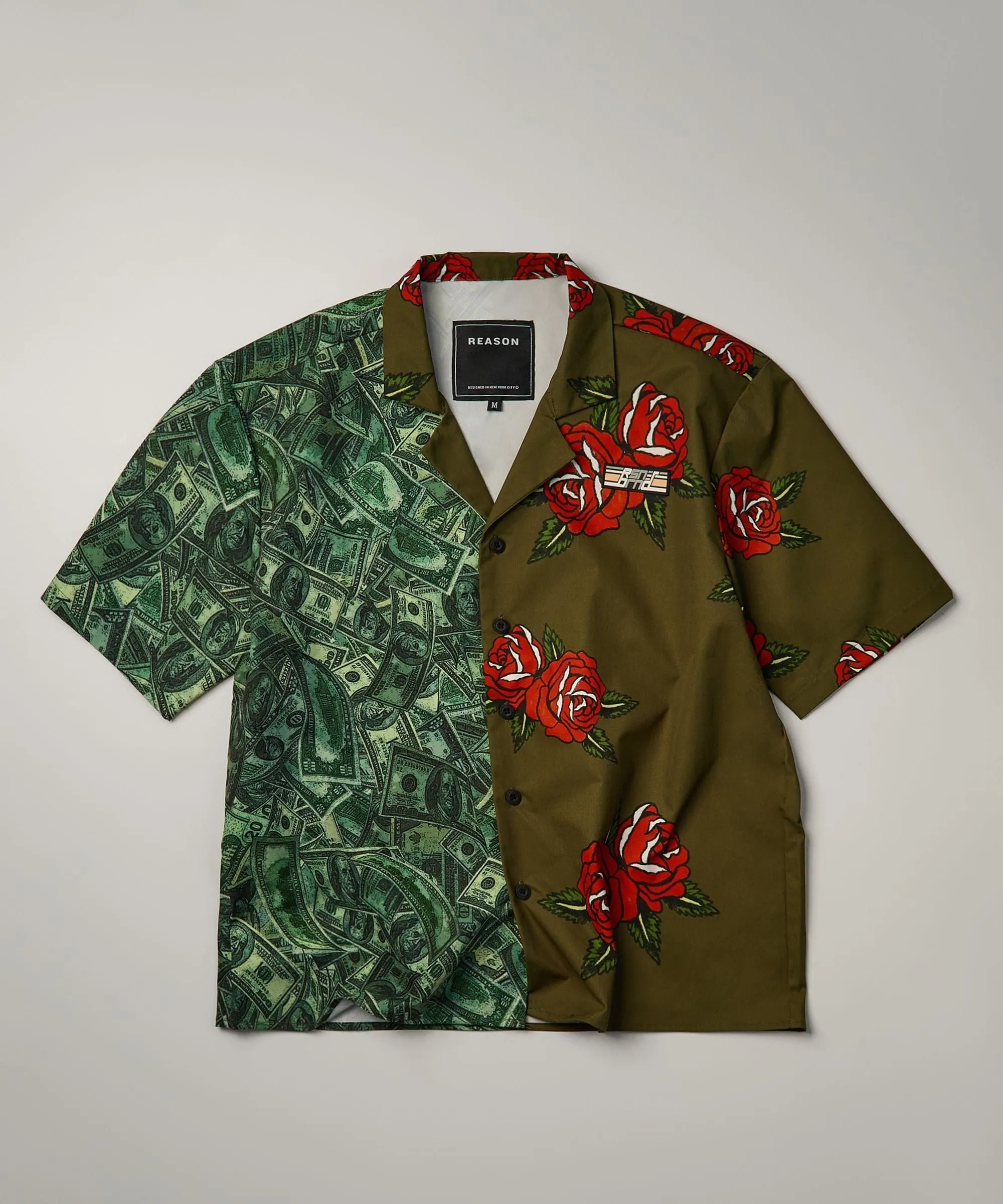 Money And Roses Split Woven Shirt