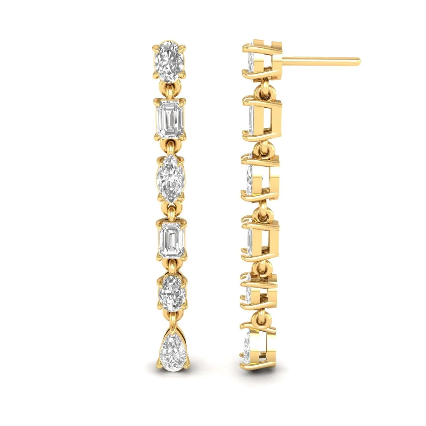 Multi-Diamond Dangle Earrings, Lab Grown