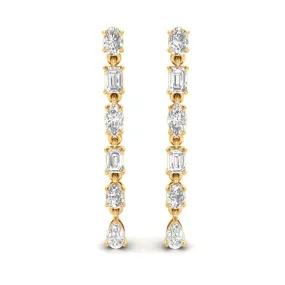 Multi-Diamond Dangle Earrings, Lab Grown