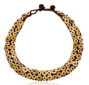 Omba Ostrich Egg Collar Necklace from Namibia - Coffee