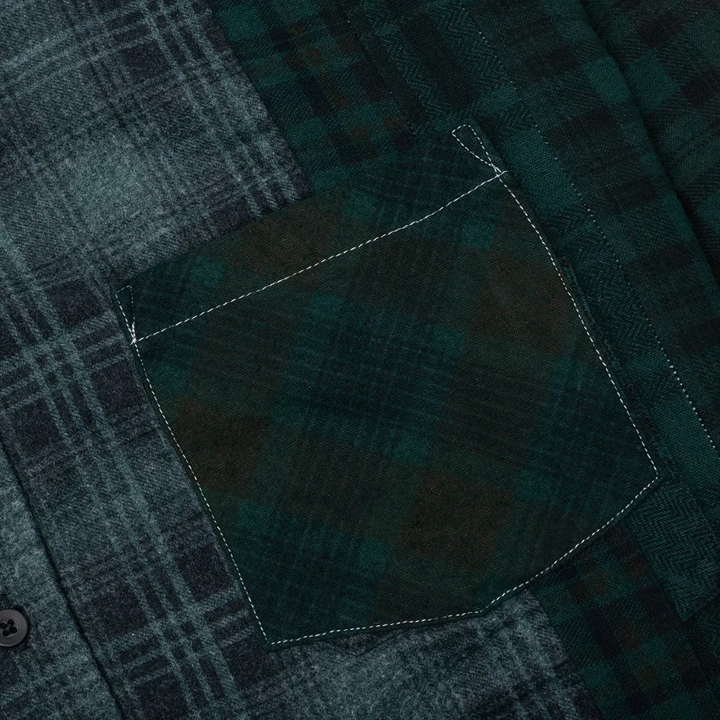 Over Dye 7 Cuts Wide Shirt - Green