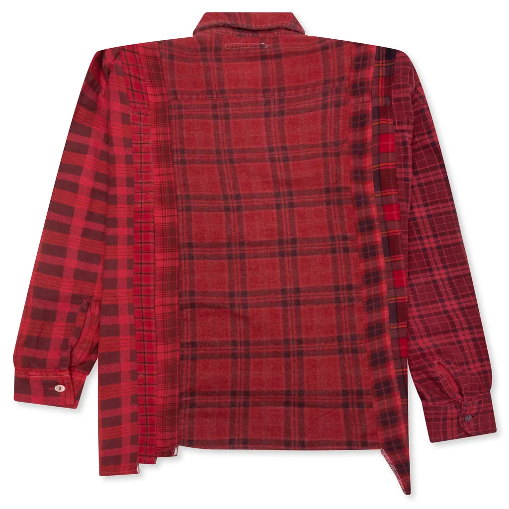 Over Dye 7 Cuts Wide Shirt - Red