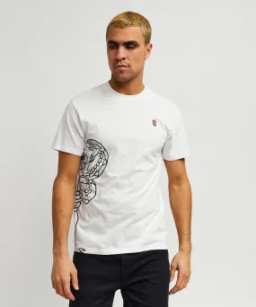 Panter Short Sleeve Graphic Print Embroidered Detail Tee - White