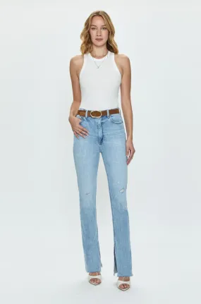 Pistola Colleen Tower High Rise Modern Slim Raw Split Hem Denim Jeans