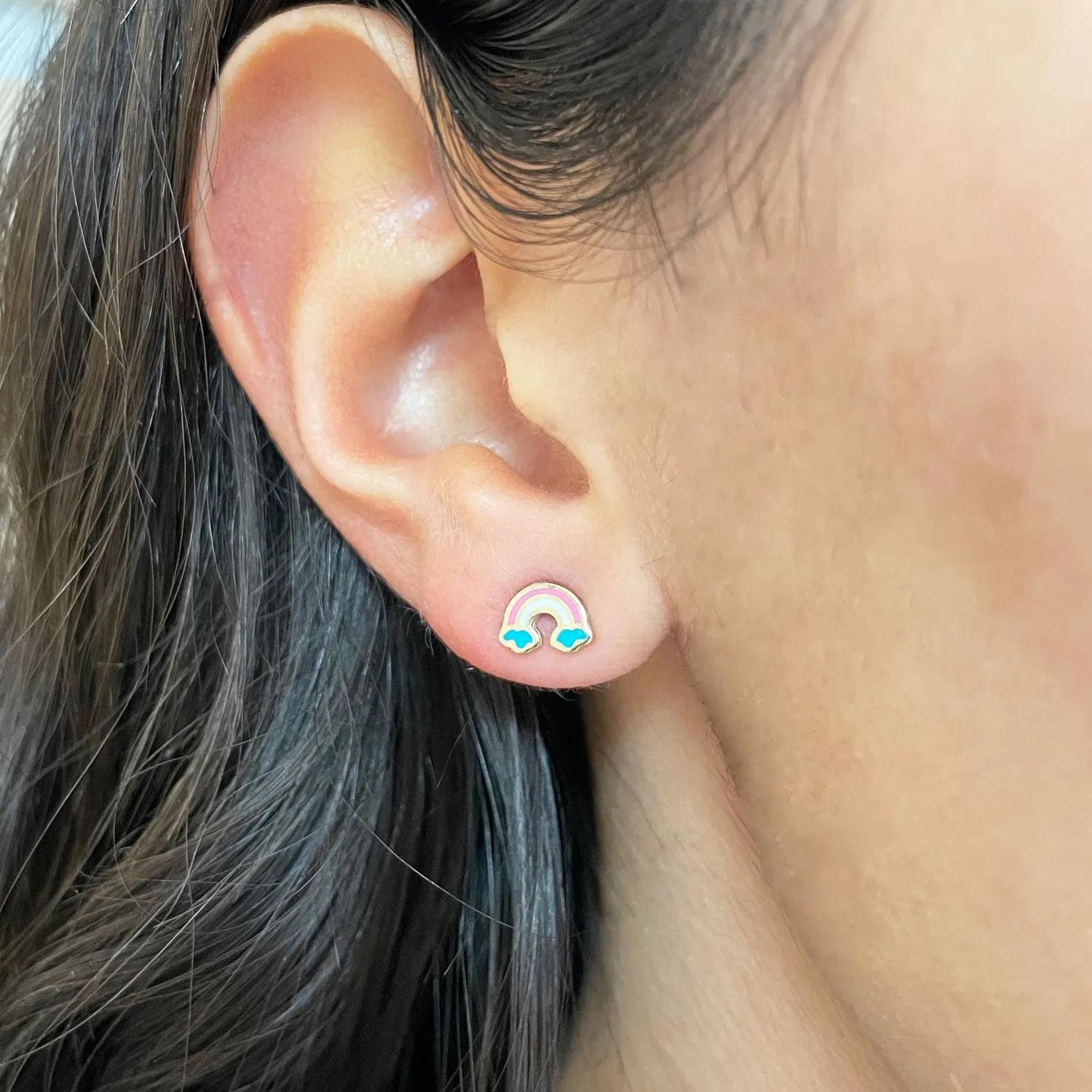 Rainbow Enamel Stud Earrings