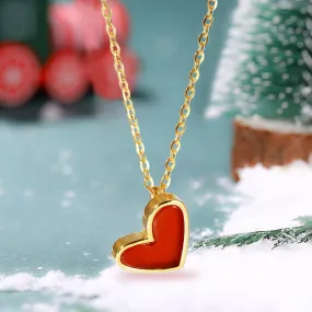 Red Heart Necklace 18K Gold Vermeil