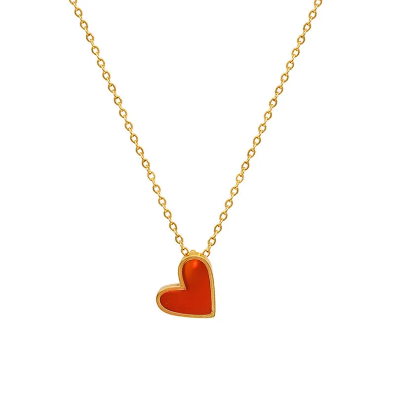 Red Heart Necklace 18K Gold Vermeil