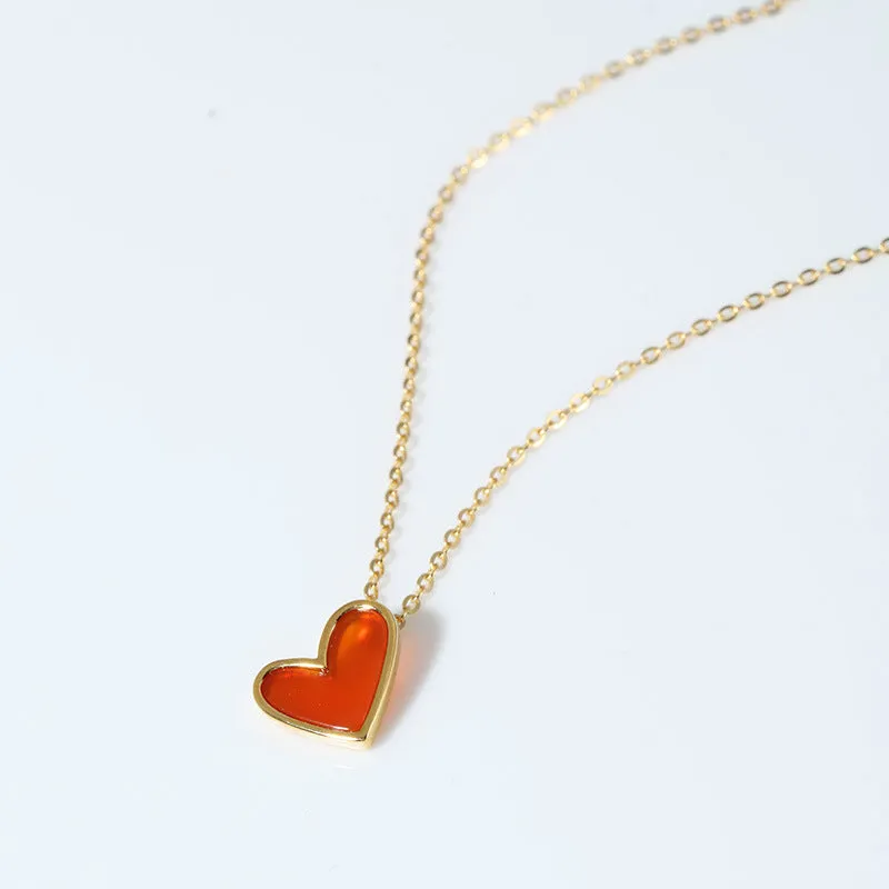 Red Heart Necklace 18K Gold Vermeil