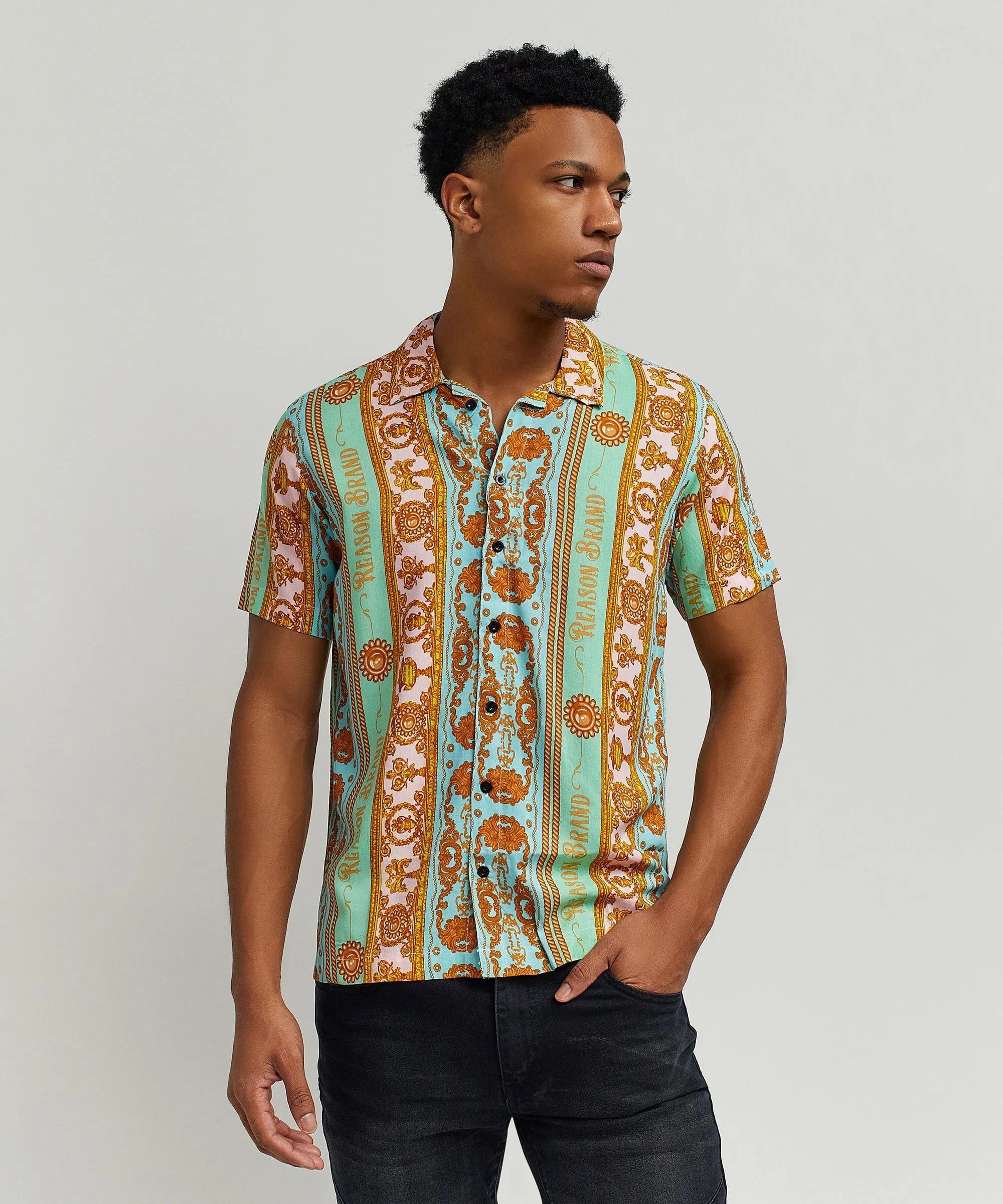 Royal Chain Allover Print Short Sleeve Shirt