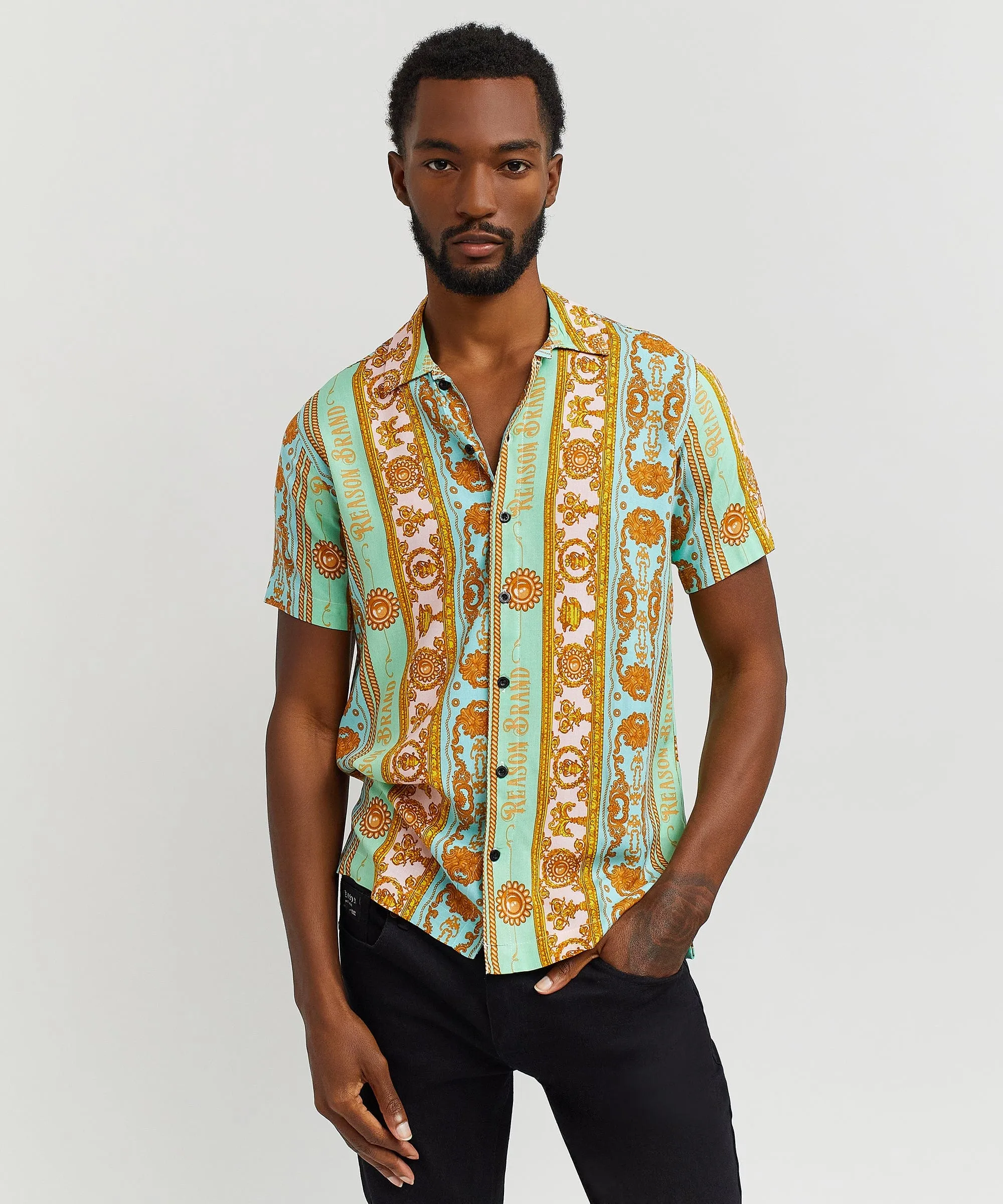 Royal Chain Allover Print Short Sleeve Shirt