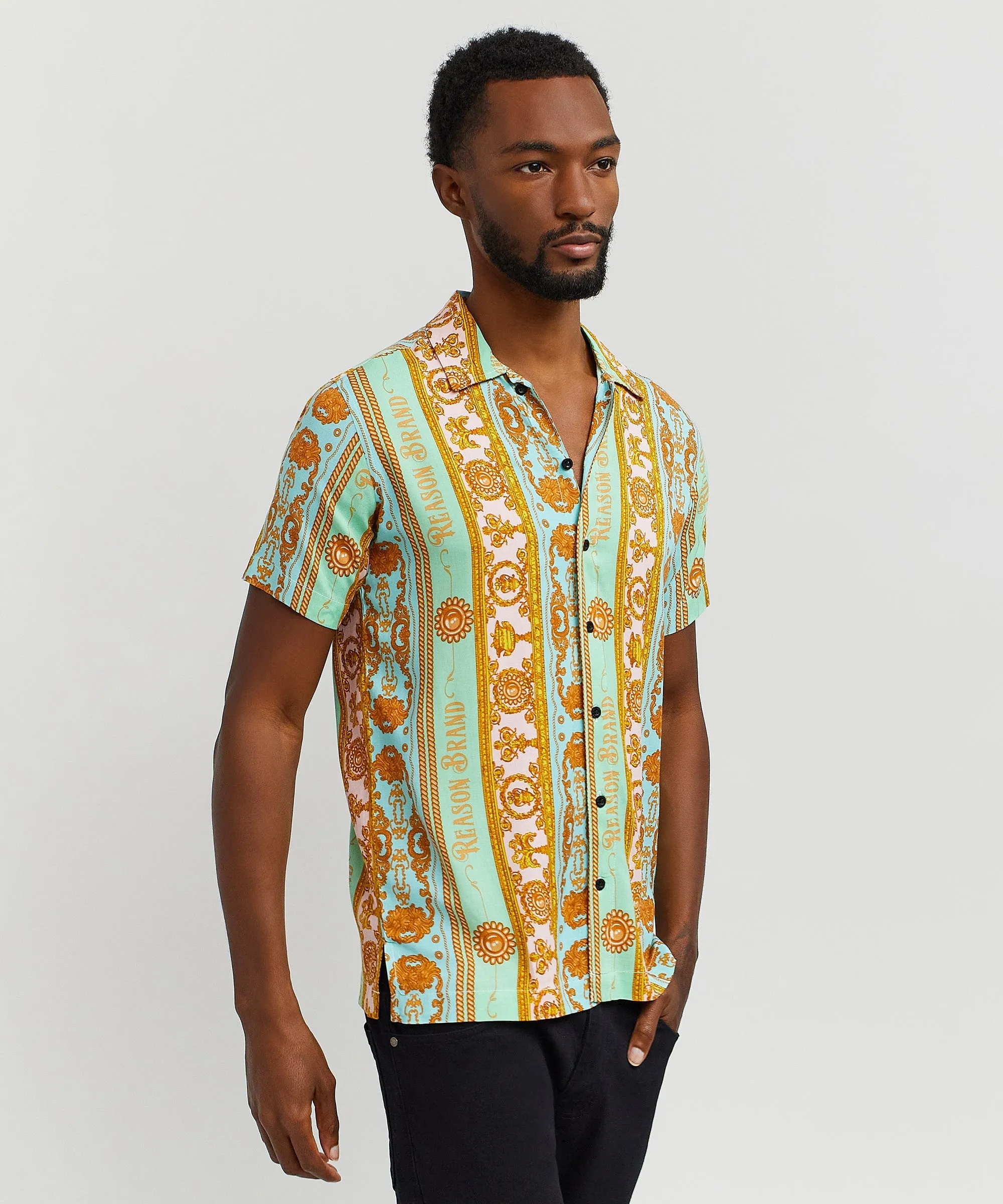 Royal Chain Allover Print Short Sleeve Shirt