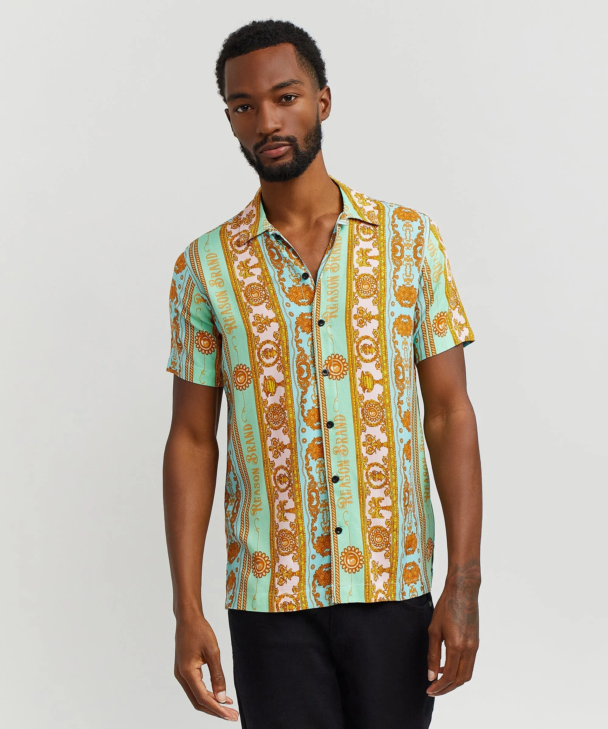 Royal Chain Allover Print Short Sleeve Shirt