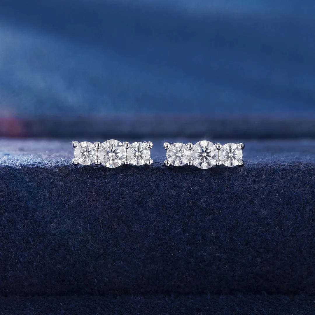 S925 Moissanite Mini Bar Stud Earrings