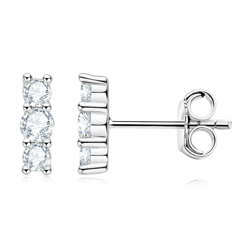 S925 Moissanite Mini Bar Stud Earrings