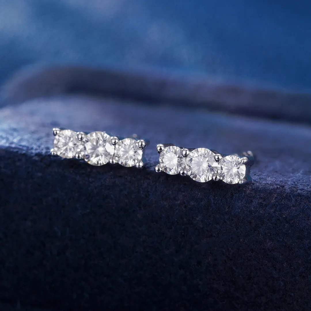 S925 Moissanite Mini Bar Stud Earrings