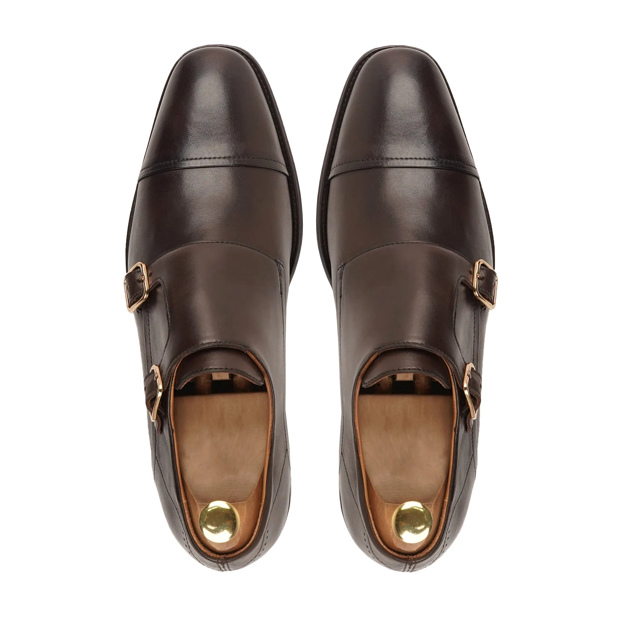 Sanford - Men's Dark Brown Calf Leather Double Monkstrap