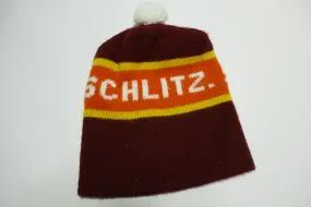 Schlitz Beer Knit Stocking Snow Cap Hat Beanie With Tassel Ball Vintage 1970's 1980's