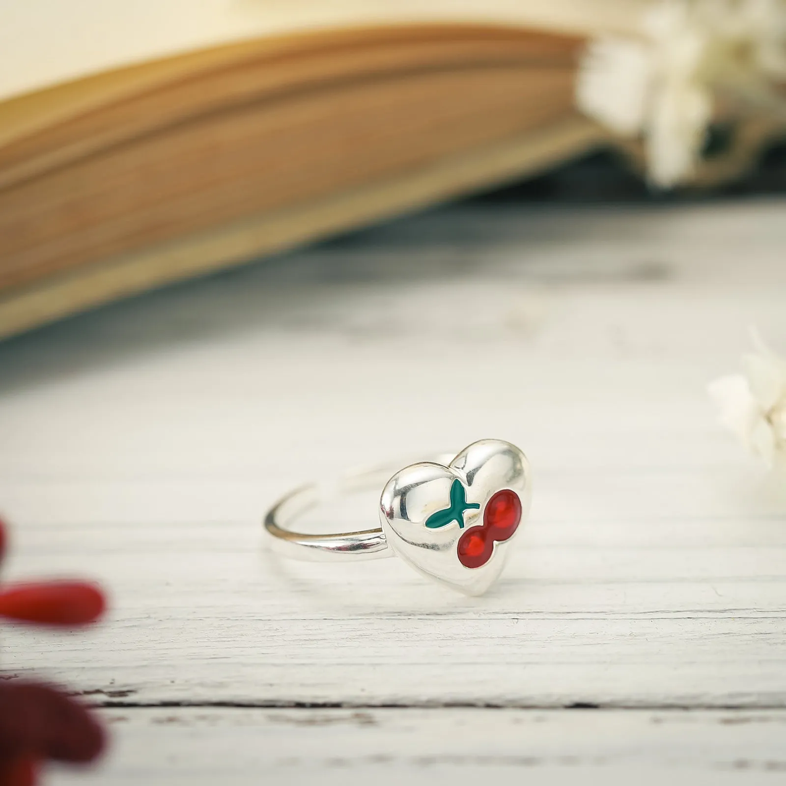 Silver Cherry Ring