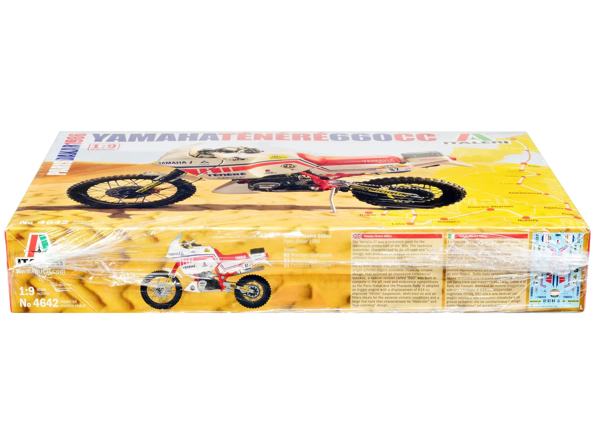 Skill 5 Model Kit Yamaha Tenere 660 CC Motorcycle Paris-Dakar (1986) 1/9 Scale Model by Italeri