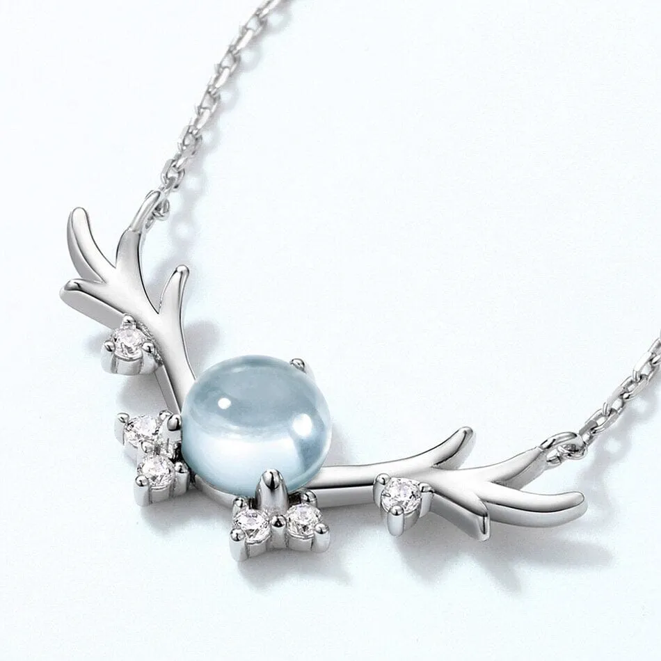 Sky Topaz Unicorn Necklace - 925 Sterling Silver