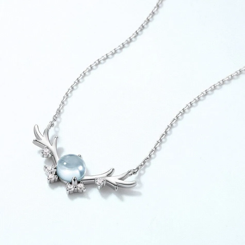 Sky Topaz Unicorn Necklace - 925 Sterling Silver