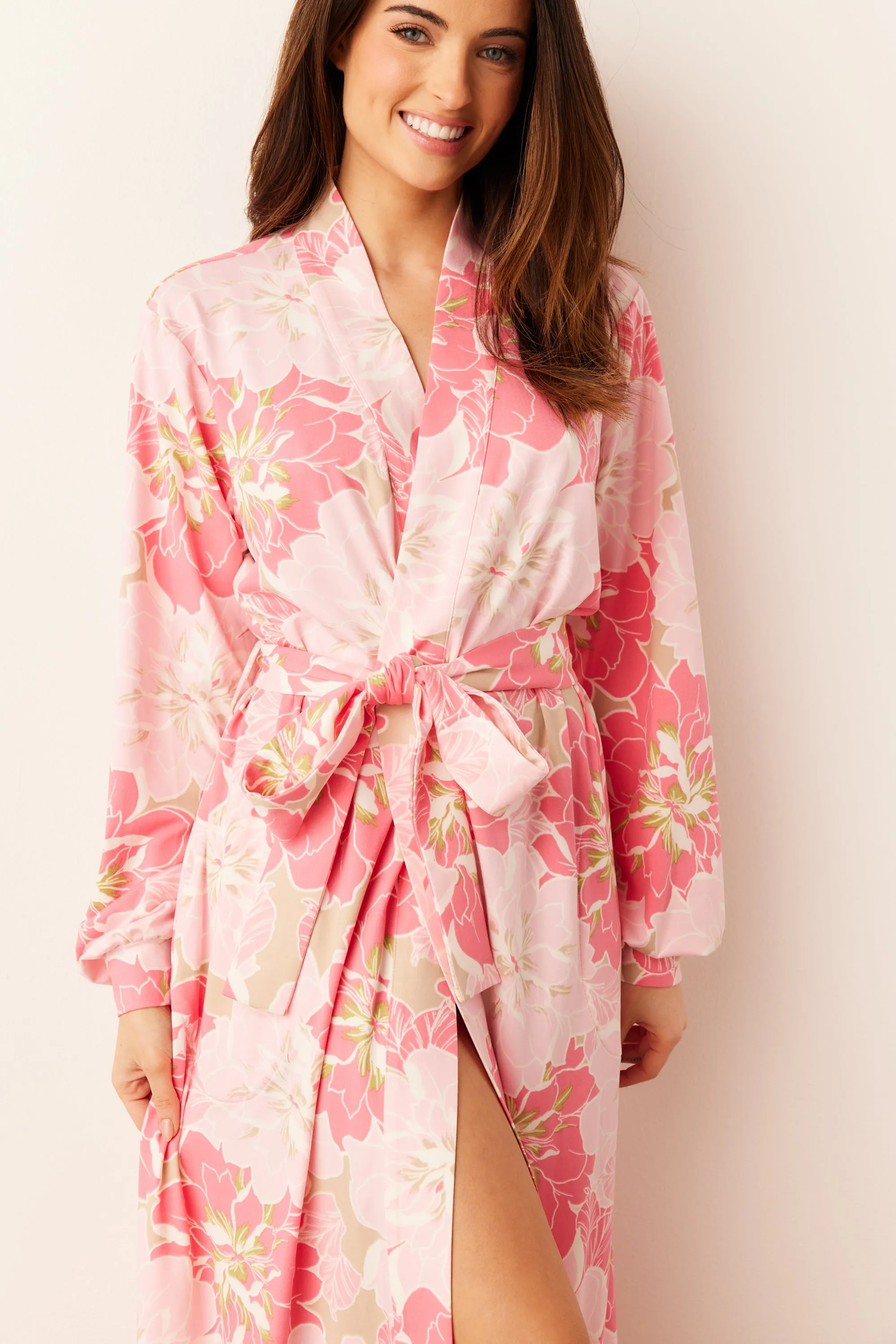 Skyler Banded Long Robe | Dahlia