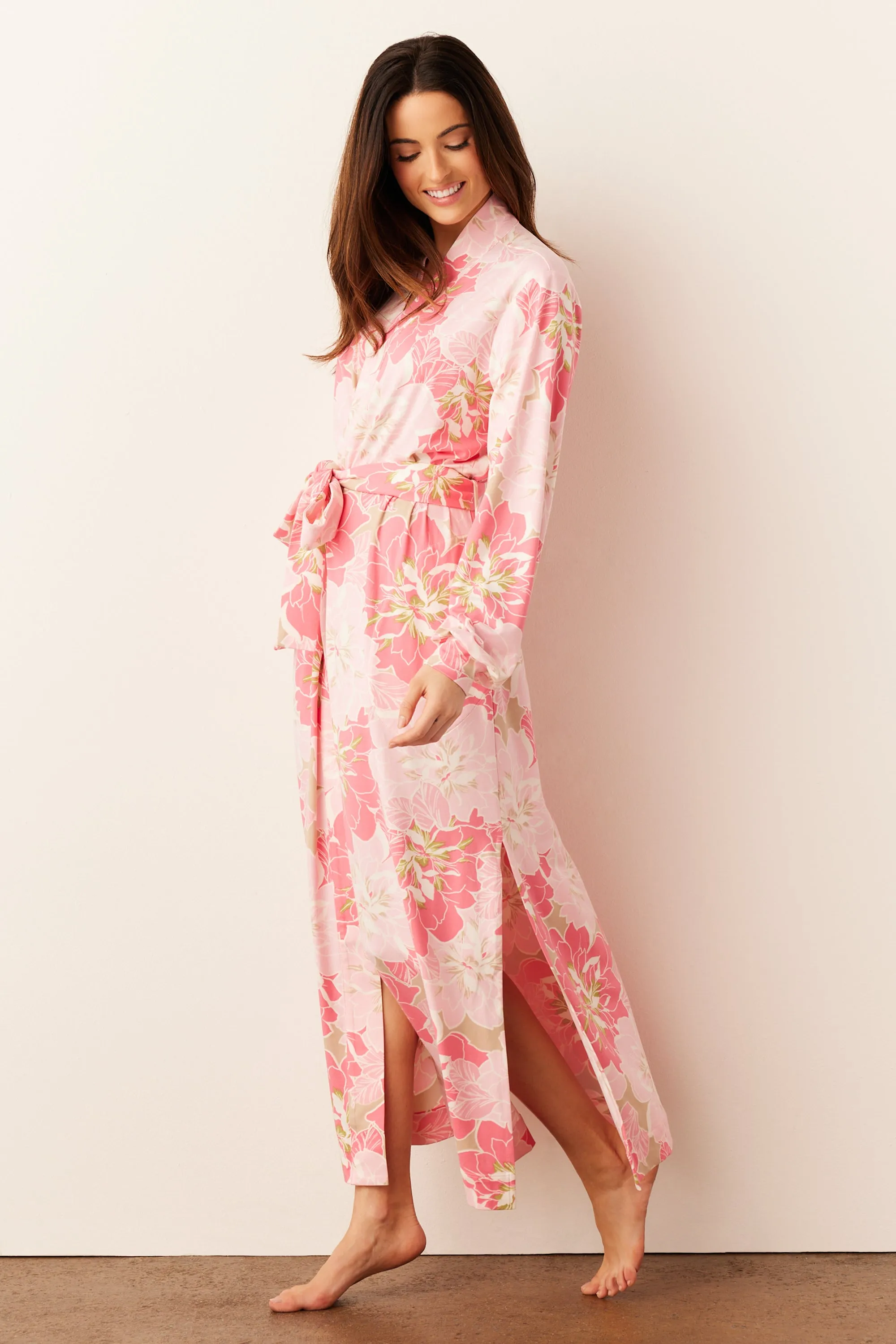 Skyler Banded Long Robe | Dahlia