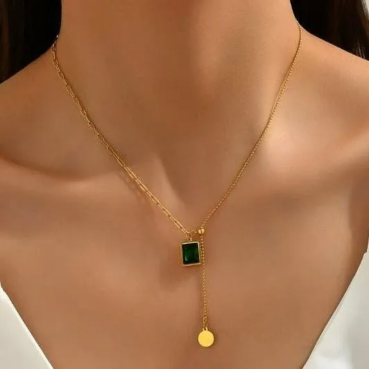 Square Emerald Necklace