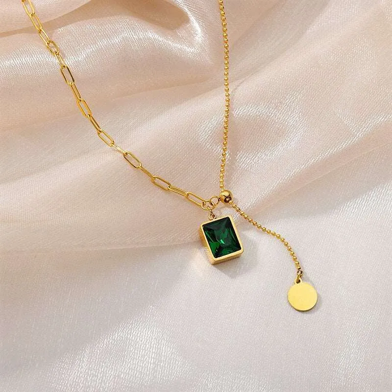 Square Emerald Necklace