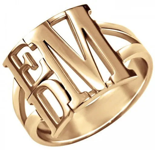 Stacked Block Monogram Ring