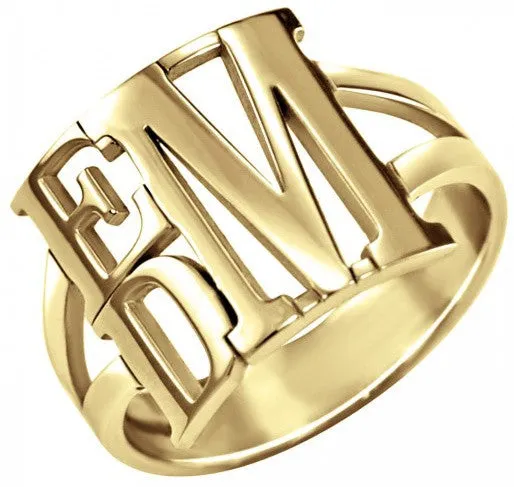 Stacked Block Monogram Ring