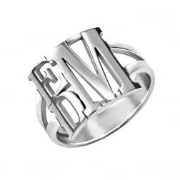 Stacked Block Monogram Ring