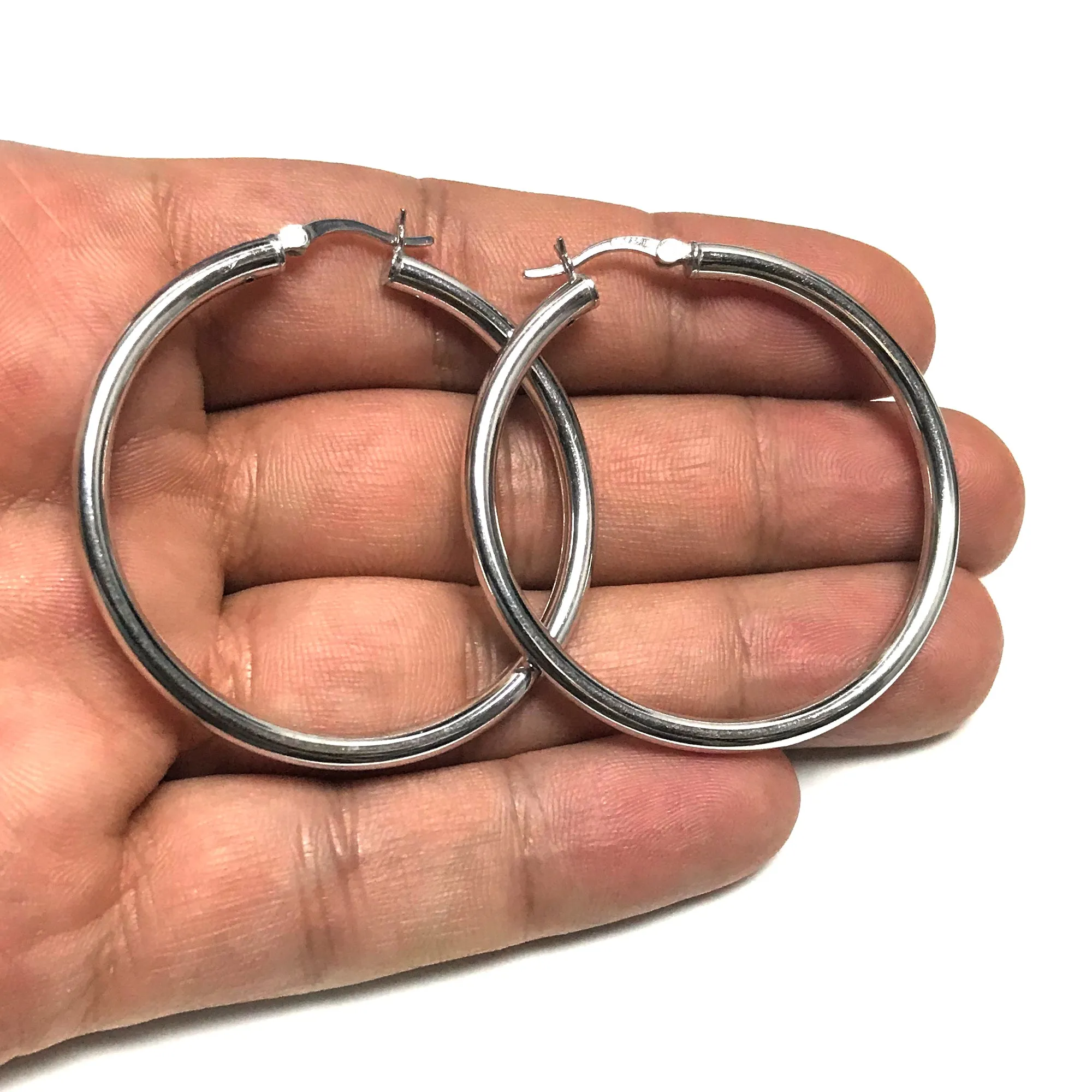 Sterling Silver Round Snuggable Huggie Hoop Earrings