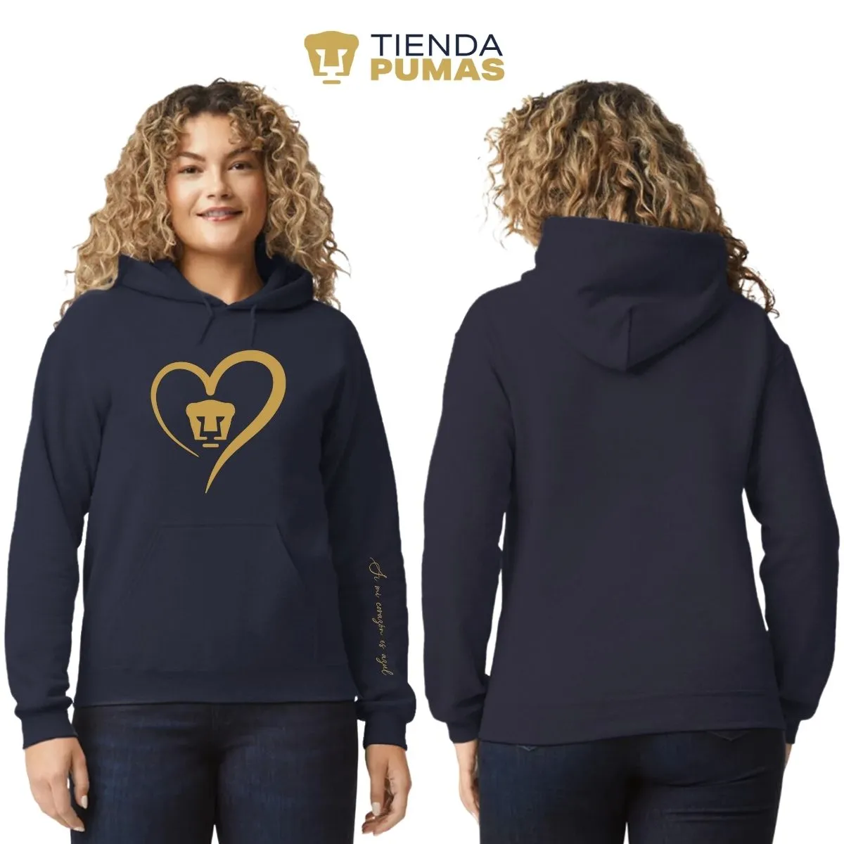 Sudadera para Mujer Hoodie Pumas UNAM Corazón Oro