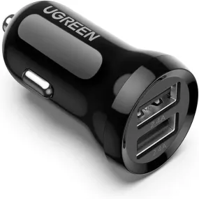 UGREEN 24W 4.8A- 12V Dual USB Mini Car Charger, Cigarette Lighter Adapter Compatible with iPhone 14/13/12/11/X/iPad Pro/Air/Mini, Galaxy S22/S21/S10/Note 20, Pixel 5/5a/4 etc. (50875)