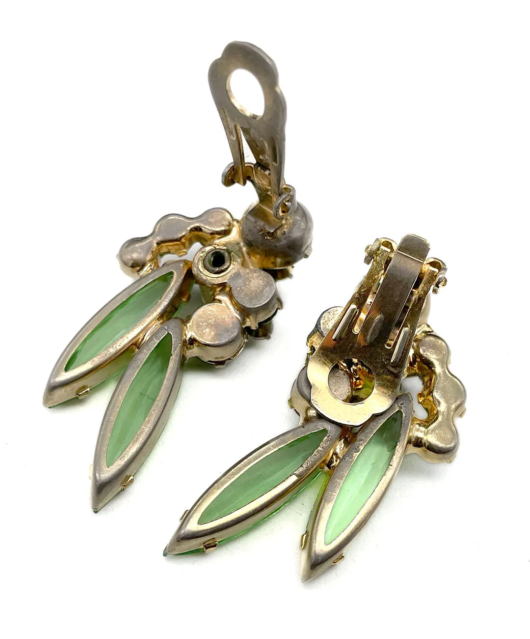 【USA輸入】ヴィンテージ JULIANA グリーン オーロラ ビジュー イヤリング/Vintage JULIANA Green Aurora Bijou Clip On Earrings