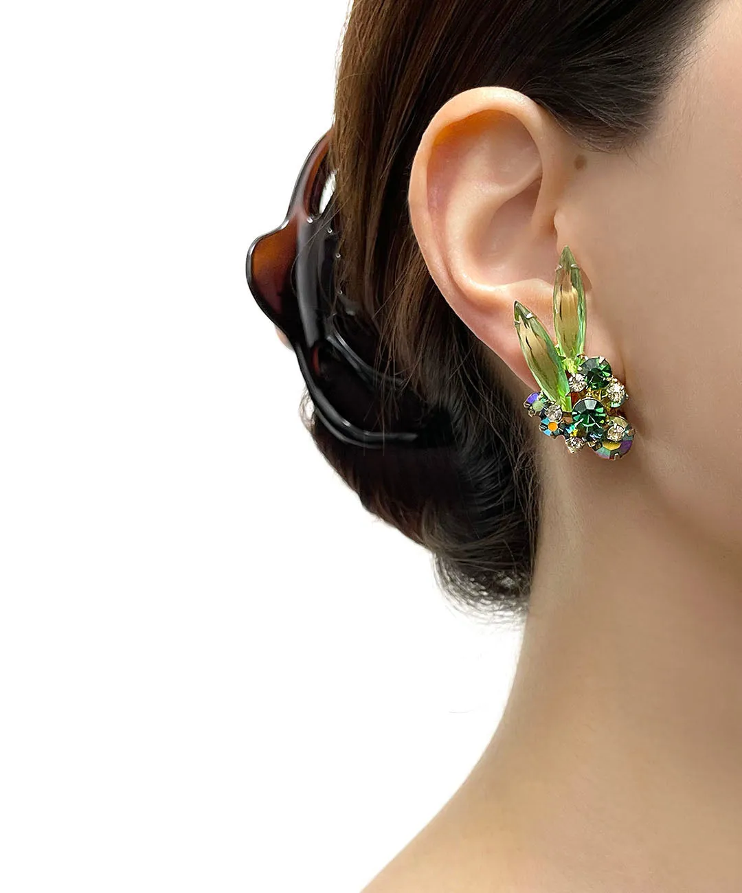 【USA輸入】ヴィンテージ JULIANA グリーン オーロラ ビジュー イヤリング/Vintage JULIANA Green Aurora Bijou Clip On Earrings