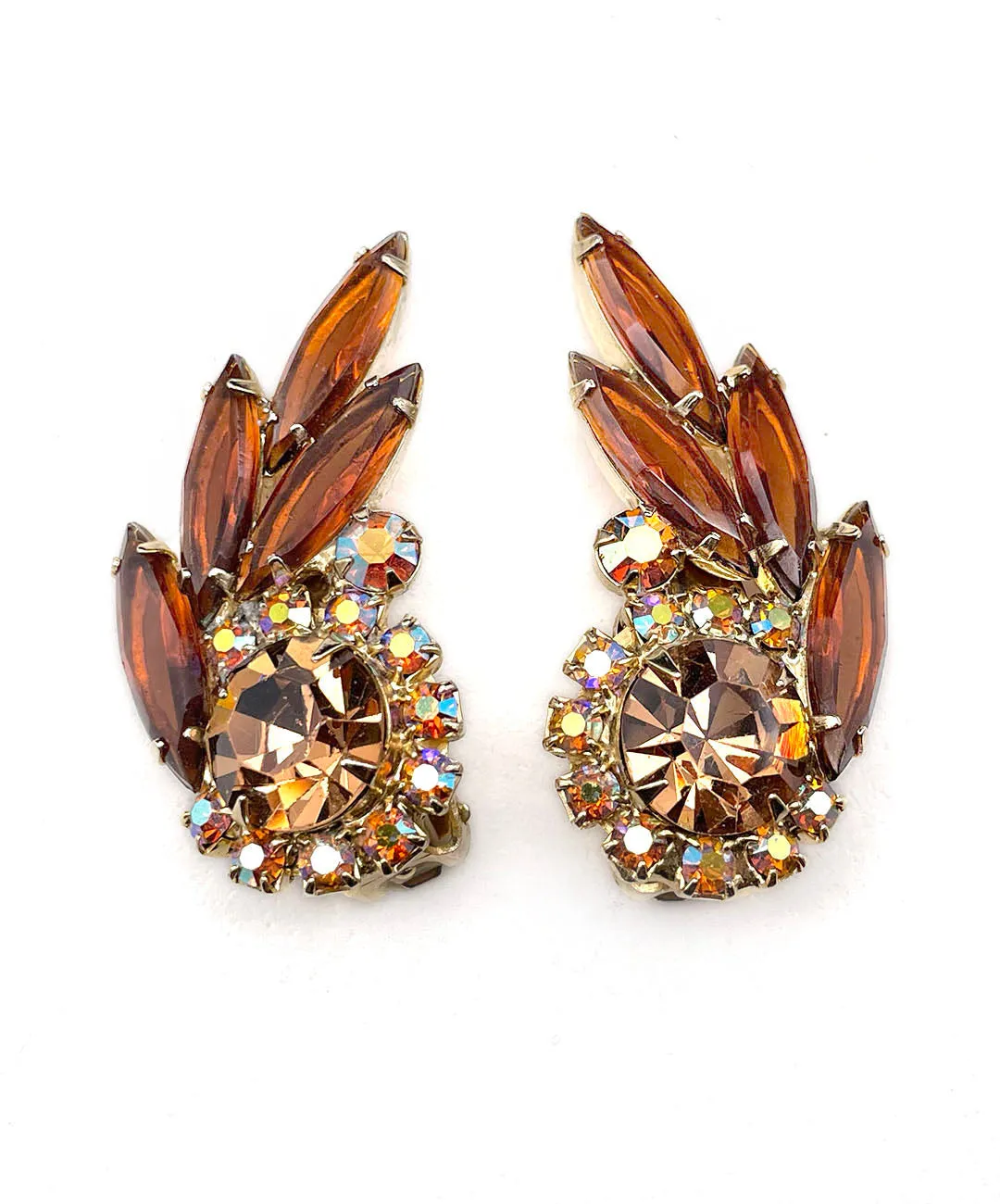 【USA輸入】ヴィンテージ JULIANA トパーズ オーロラ ビジュー イヤリング/Vintage JULIANA Topaz Aurora Bijou Clip On Earrings