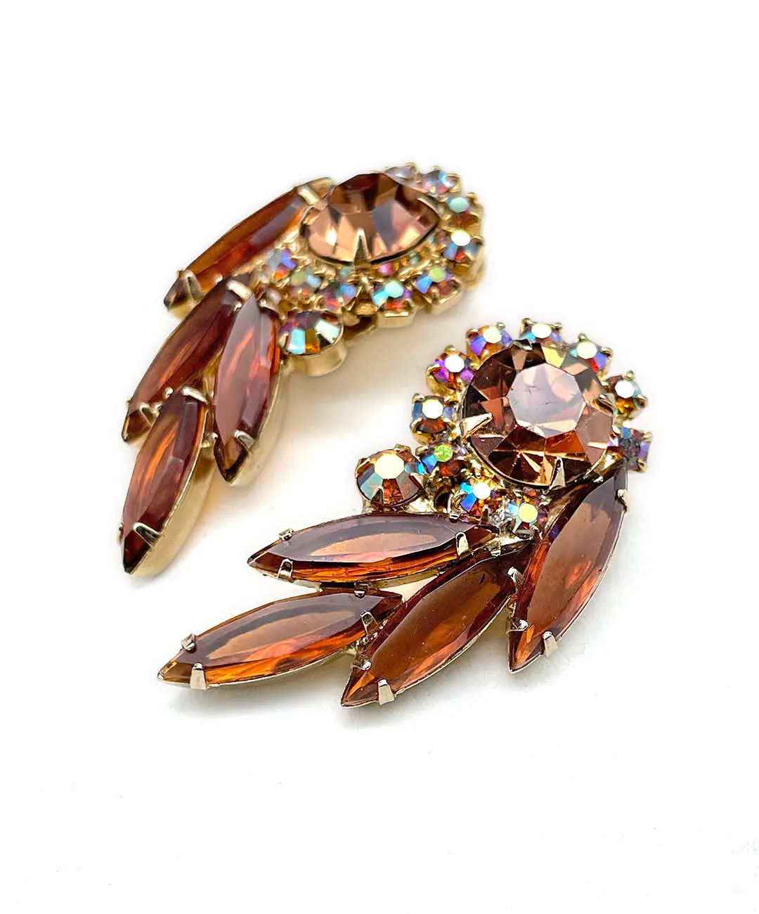 【USA輸入】ヴィンテージ JULIANA トパーズ オーロラ ビジュー イヤリング/Vintage JULIANA Topaz Aurora Bijou Clip On Earrings