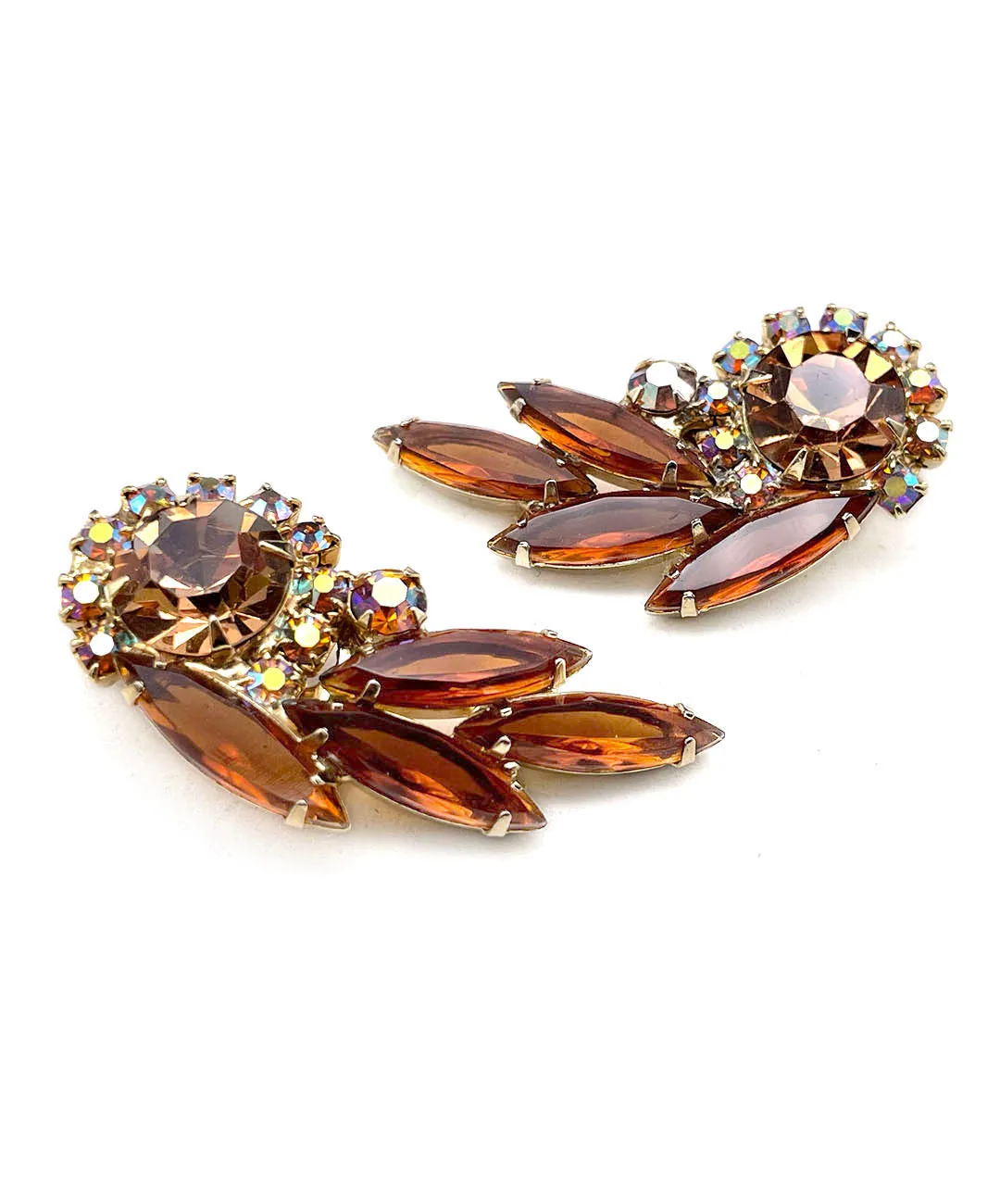 【USA輸入】ヴィンテージ JULIANA トパーズ オーロラ ビジュー イヤリング/Vintage JULIANA Topaz Aurora Bijou Clip On Earrings